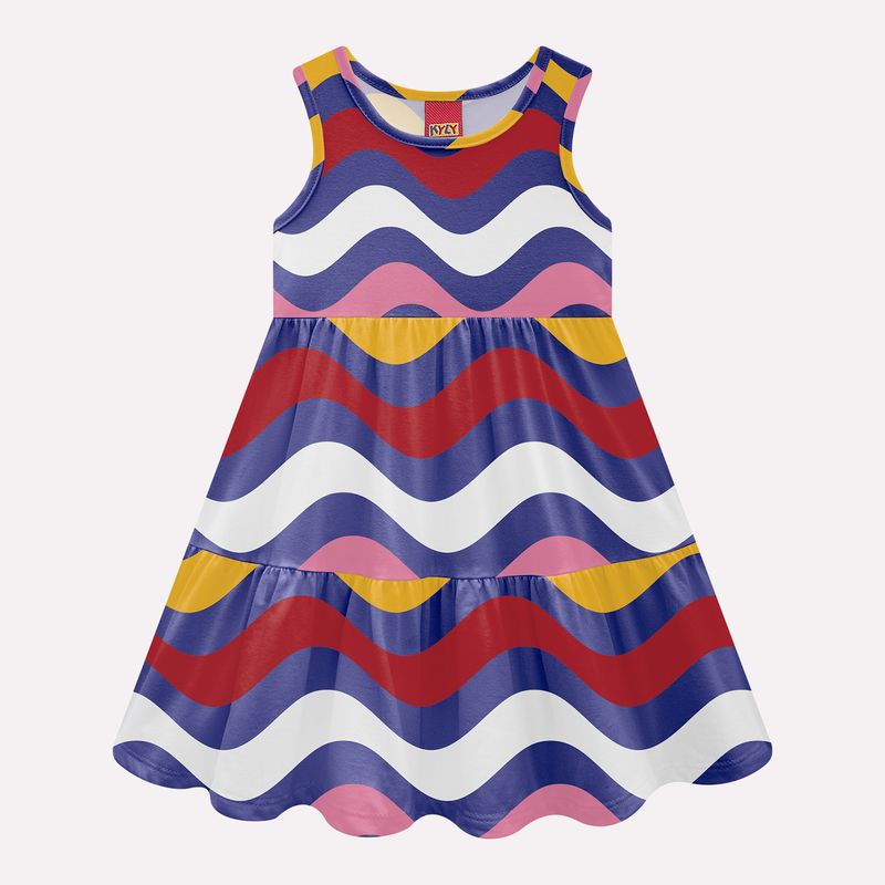 Vestido Infantil Kyly Ondas Colorido