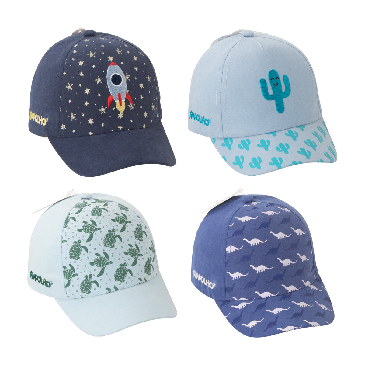 Boné Infantil Masculino Pimpolho Estampado com Velcro 01 a 02 Anos