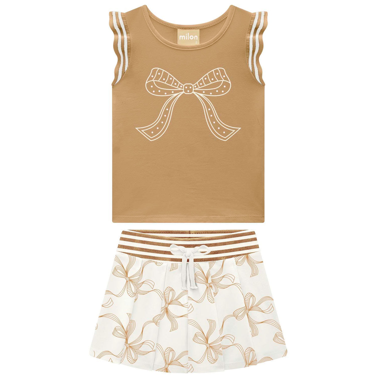 Conjunto Feminino Infantil Milon Laços e Short-Saia