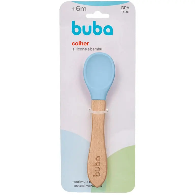 Colher Buba Em Silicone e Bambu +6M