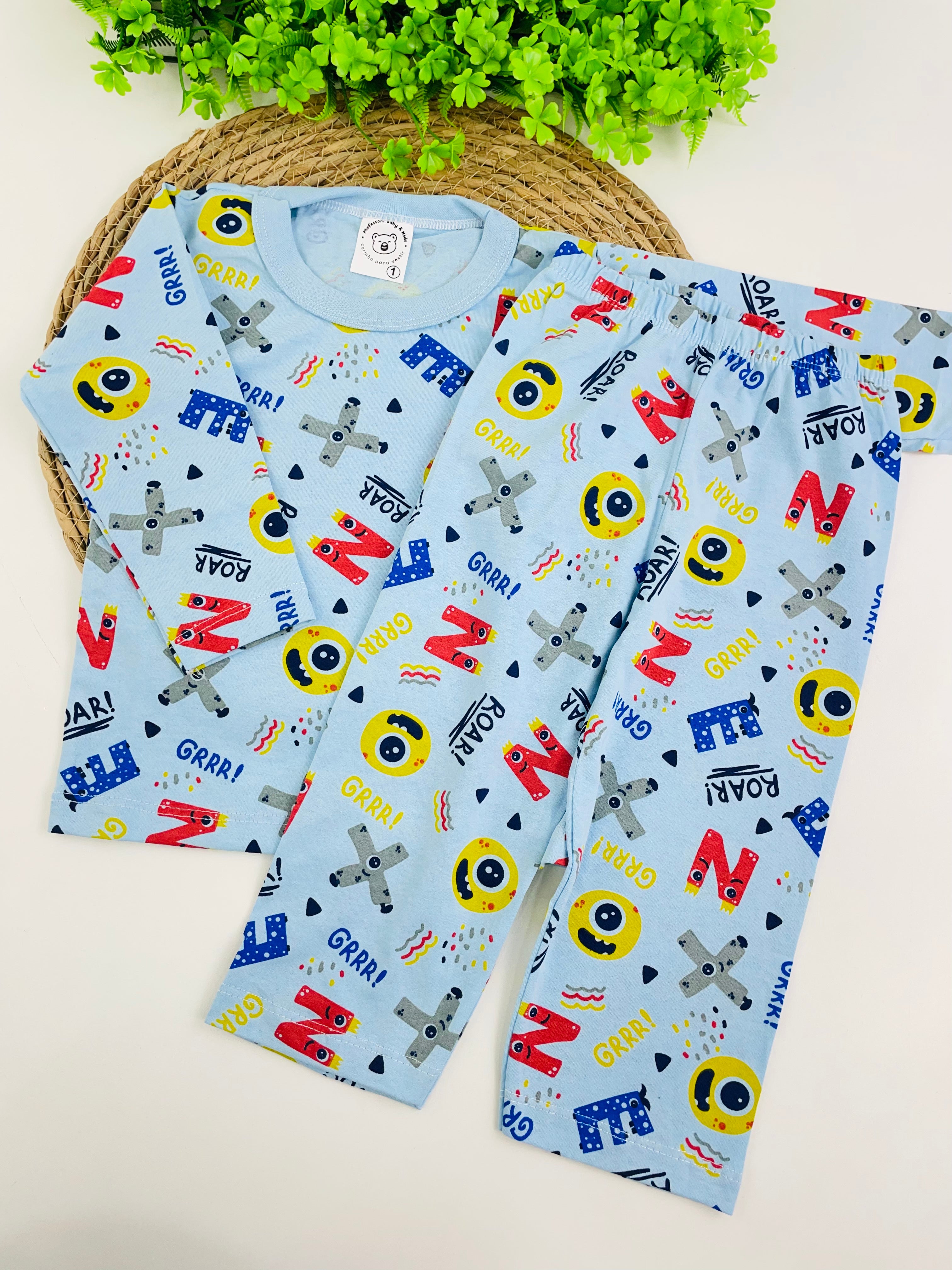 Pijama Manga Longa Mafessoni Alfabeto