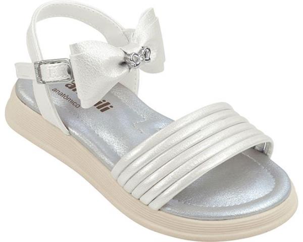 Sandália Infantil Pampili Flower Laço Metalizada Anatômica