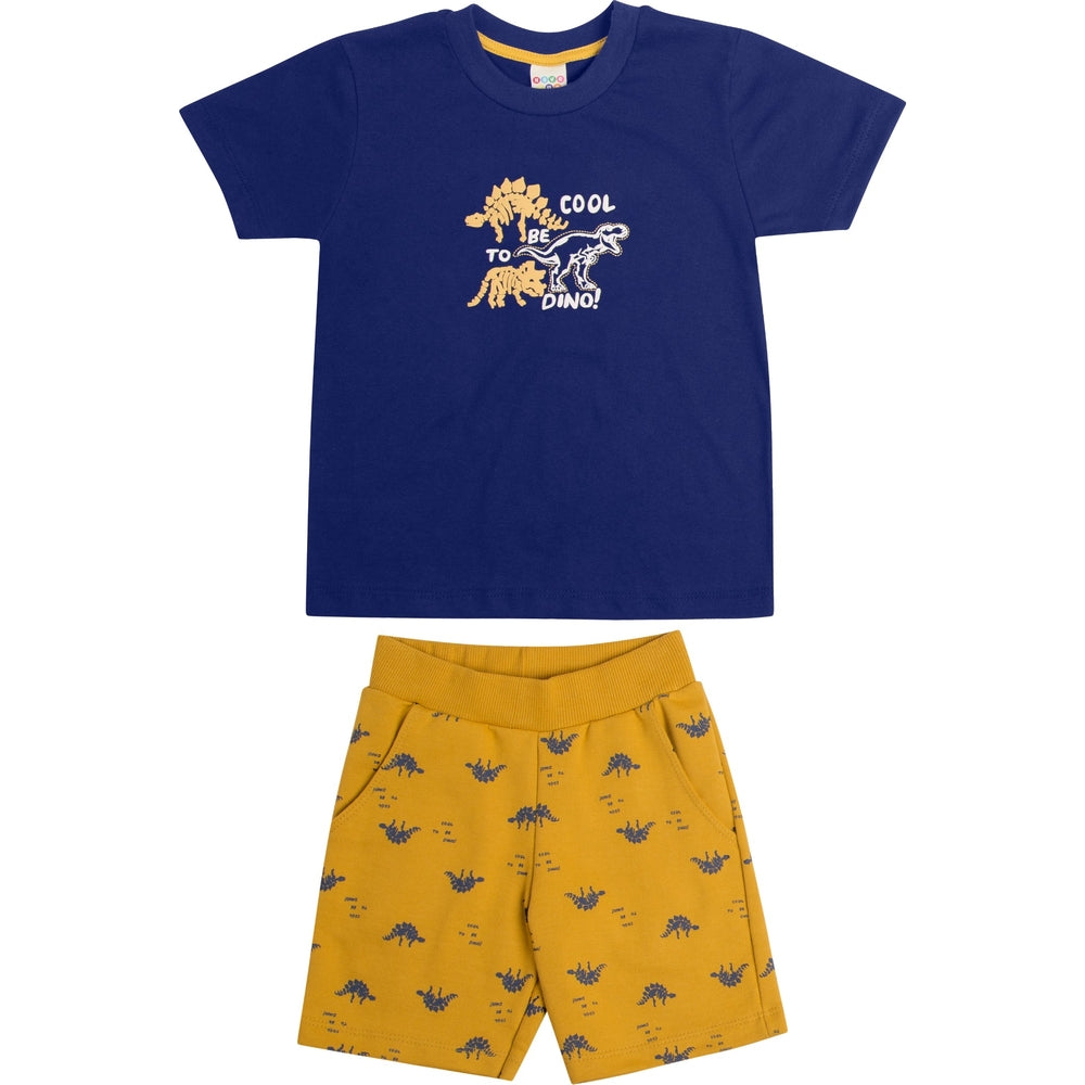 Conjunto Infantil Masculino Have Fun Cool Dino Camiseta e Bermuda Moletom Estampada