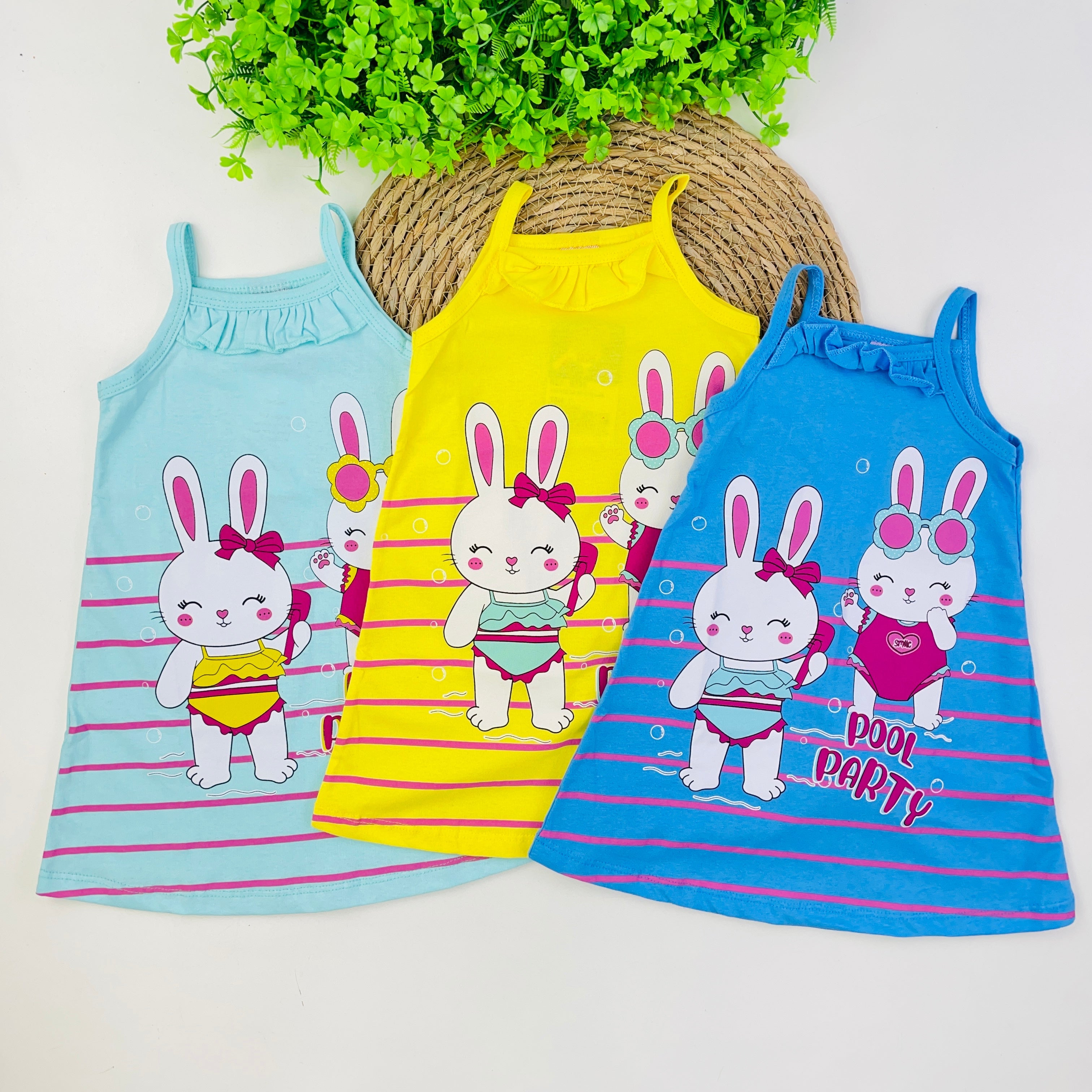 Vestido Fashion Kids Infantil Menina Coelhinhas Pool Party