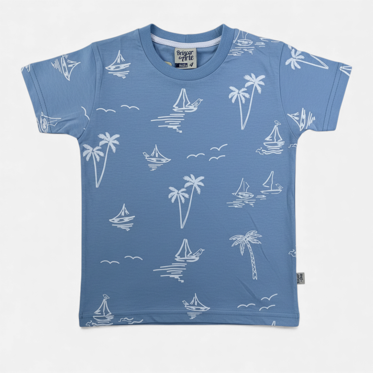 Camiseta Brincar e Arte Barquinho E Coqueiro