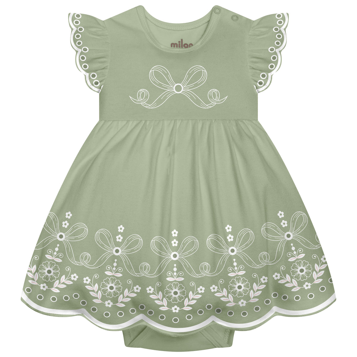 Vestibody Milon Bebê Feminino Lacinho e Bordado