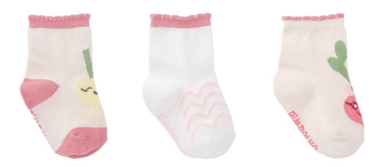 Kit 3 Pares de Meia Pimpolho Baby Colorida Antiderrapante Cano Médio