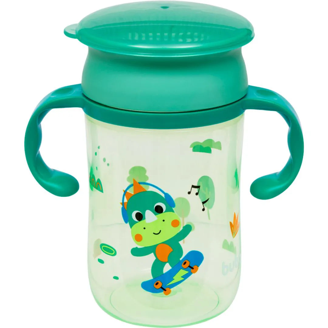 Copo de Treinamento 360 Buba Zoo 300 ml Antivazamento com Alça +12 Meses