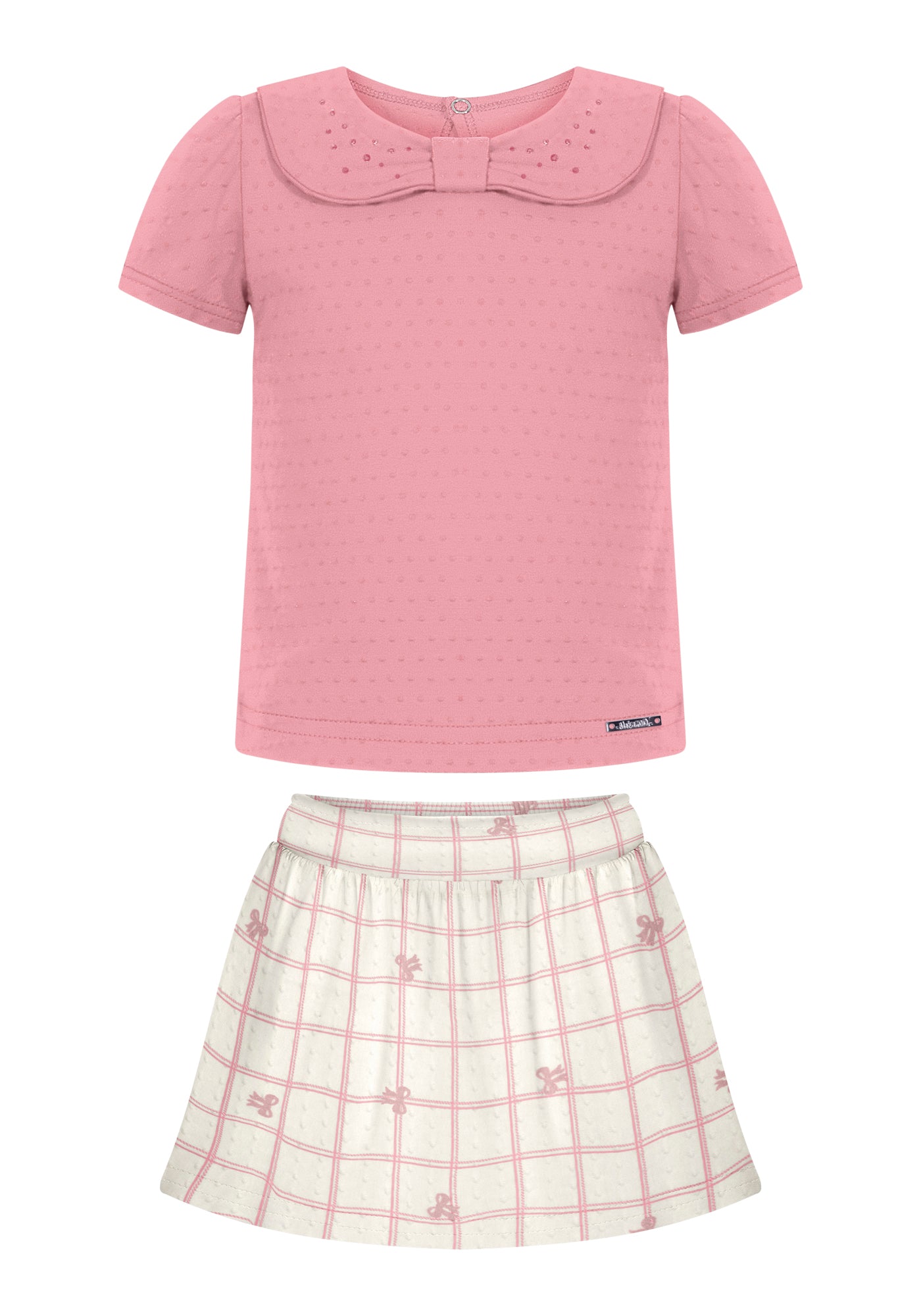 Conjunto Infantil Feminino Alakazoo Gola Lacinho com Strass