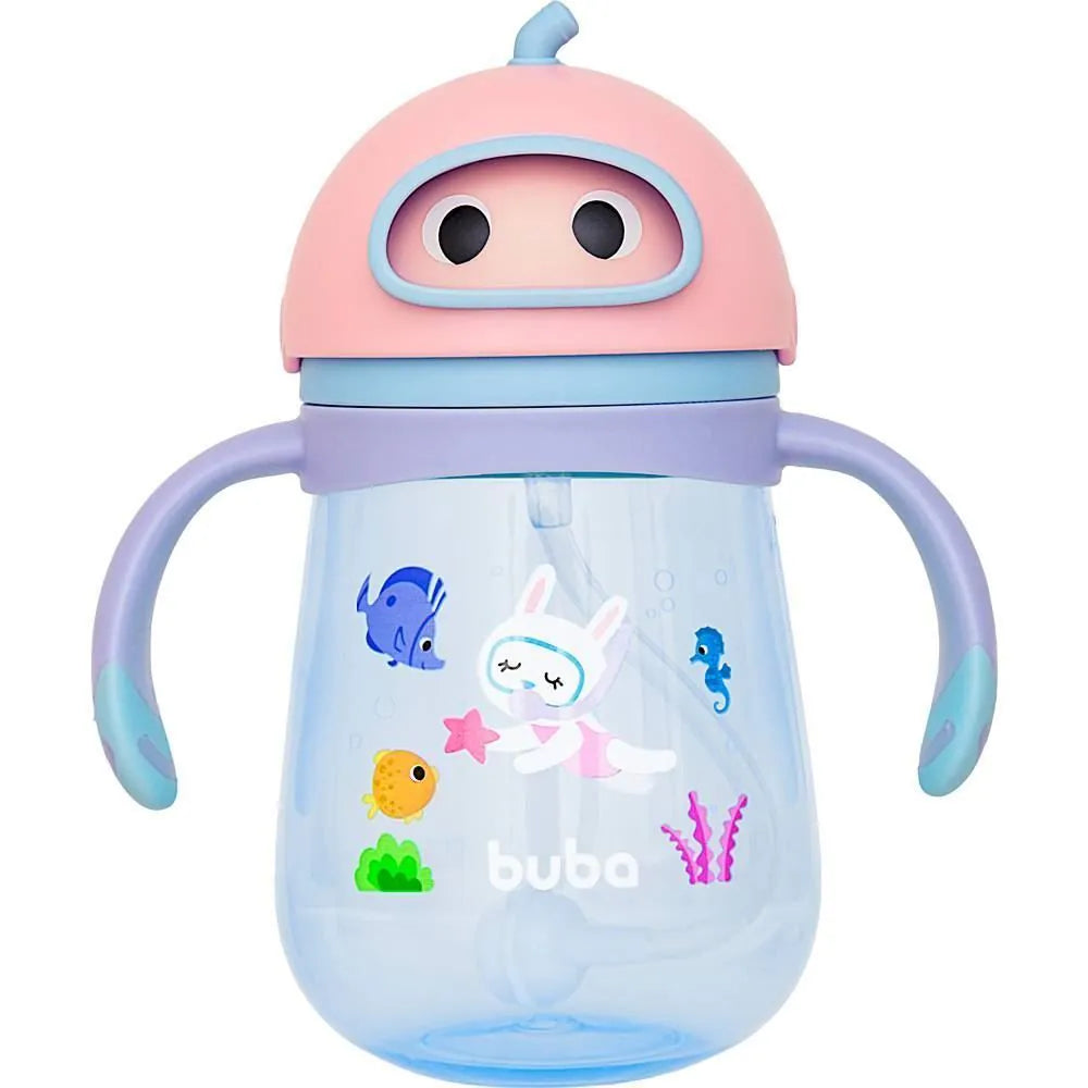 Copo Infantil Buba Mergulho 300 ml com Canudo de Silicone e Alça +12 Meses