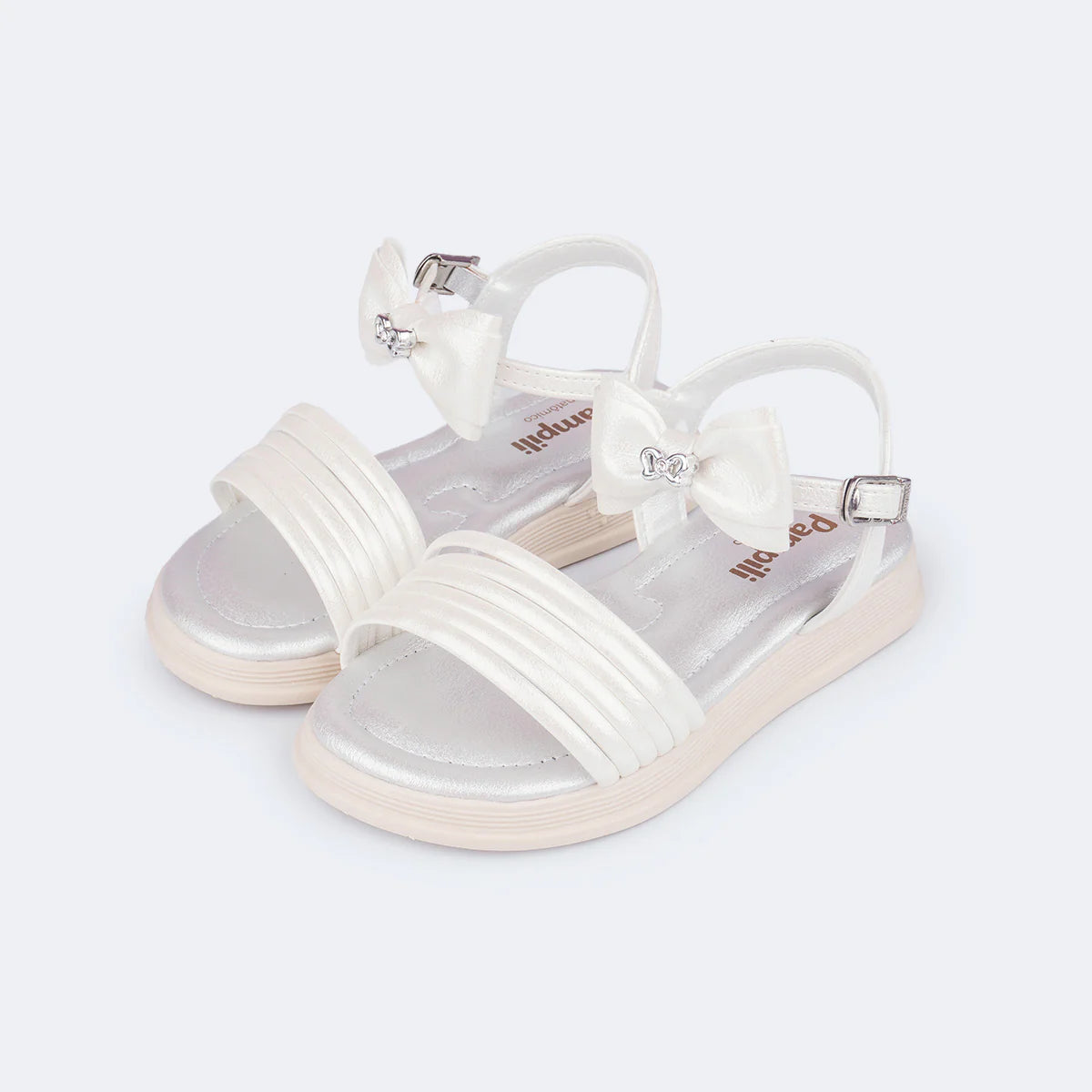 Sandália Infantil Pampili Flower Laço Metalizada Anatômica