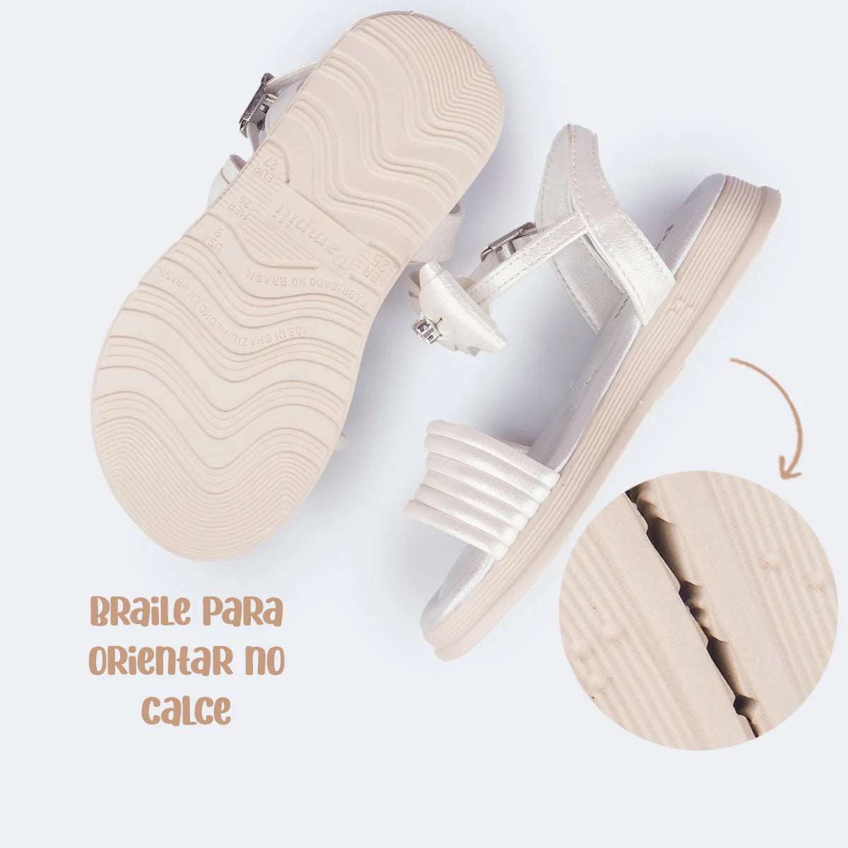 Sandália Infantil Pampili Flower Laço Metalizada Anatômica