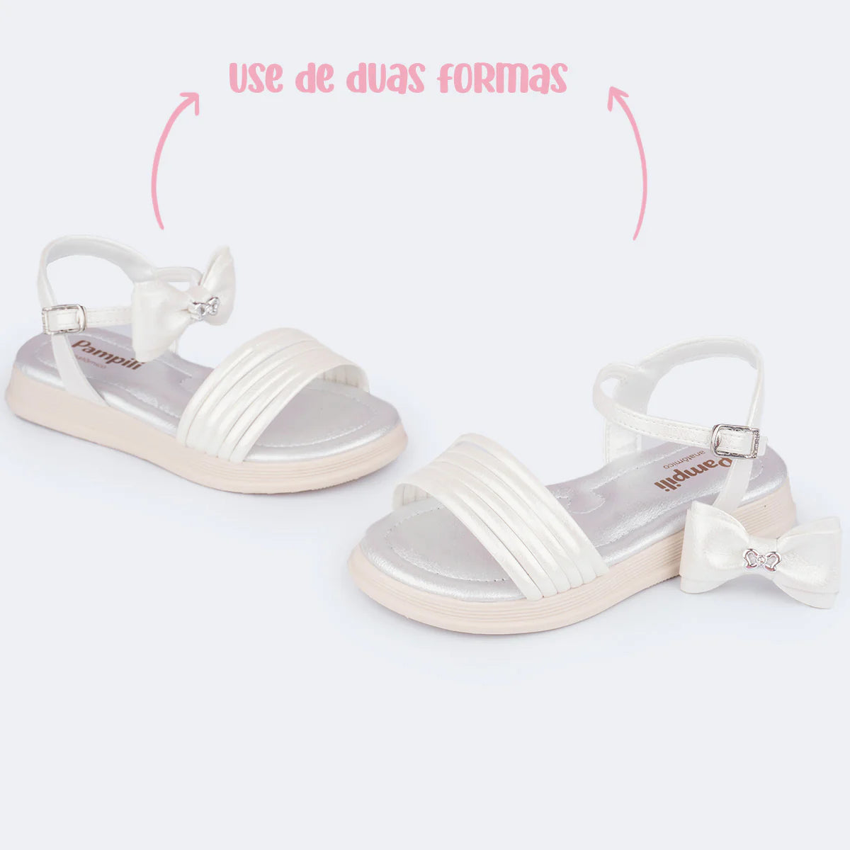 Sandália Infantil Pampili Flower Laço Metalizada Anatômica