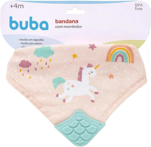 Babador Bandana Infantil Buba Magic com Mordedor de Silicone 4m+