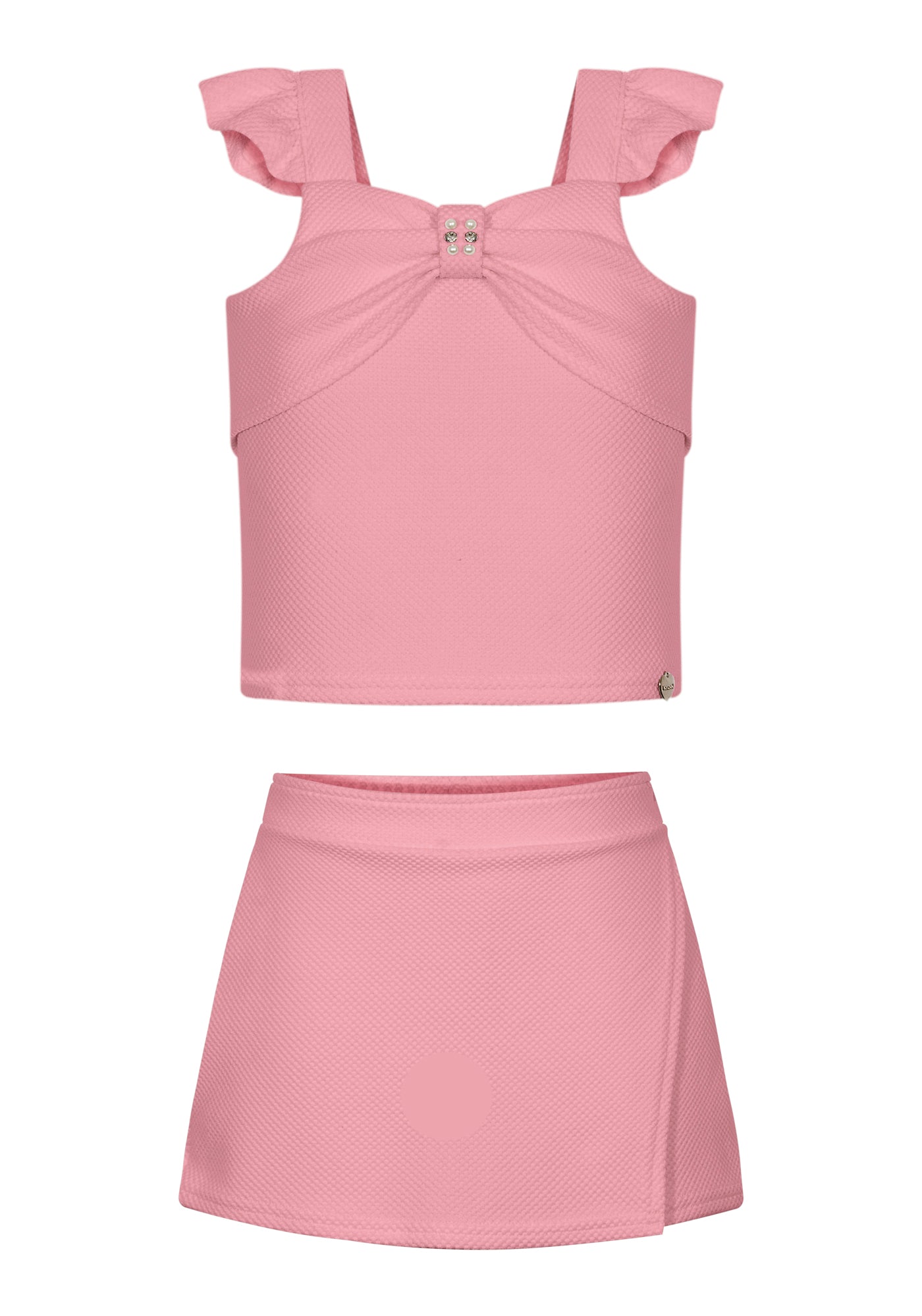 Conjunto Infantil Feminino Alakazoo Canelado Lacinho com Pérolas