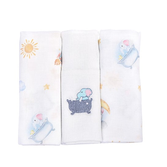 Fralda de Ombro Infantil Muito Mimo Bichinhos 3 Peças 70x70cm