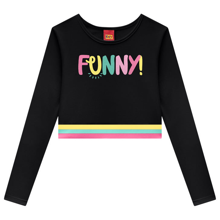 Blusa Infantil Kyly Menina Cropped Manga Longa Inverno