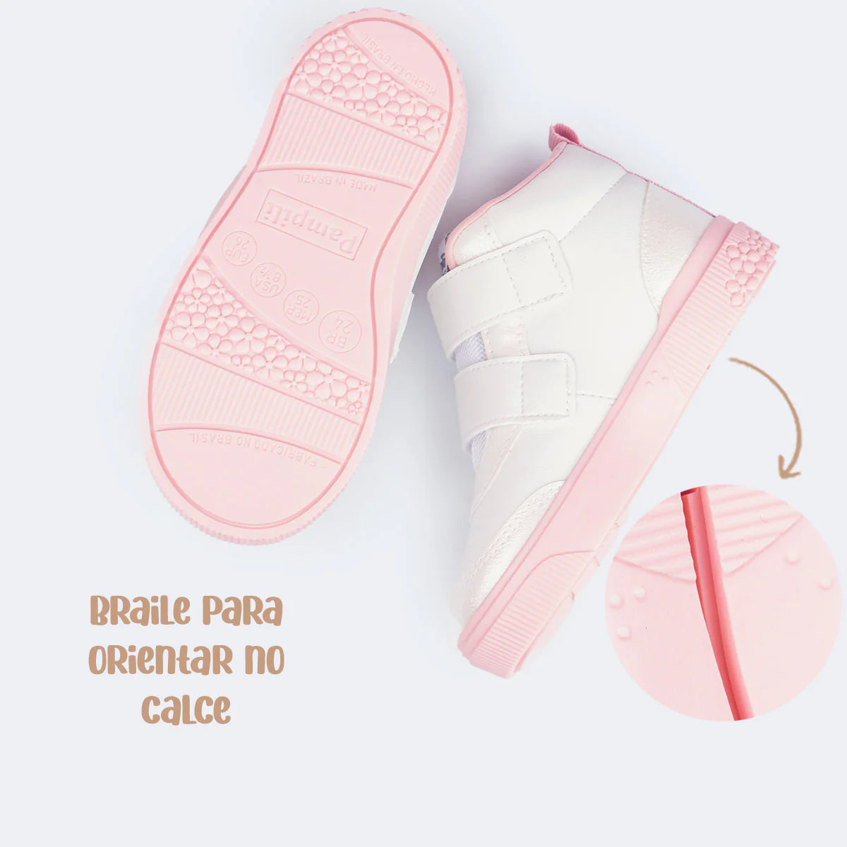 Tênis Cano Médio Infantil Pampili Yumi Suporte e Estilo