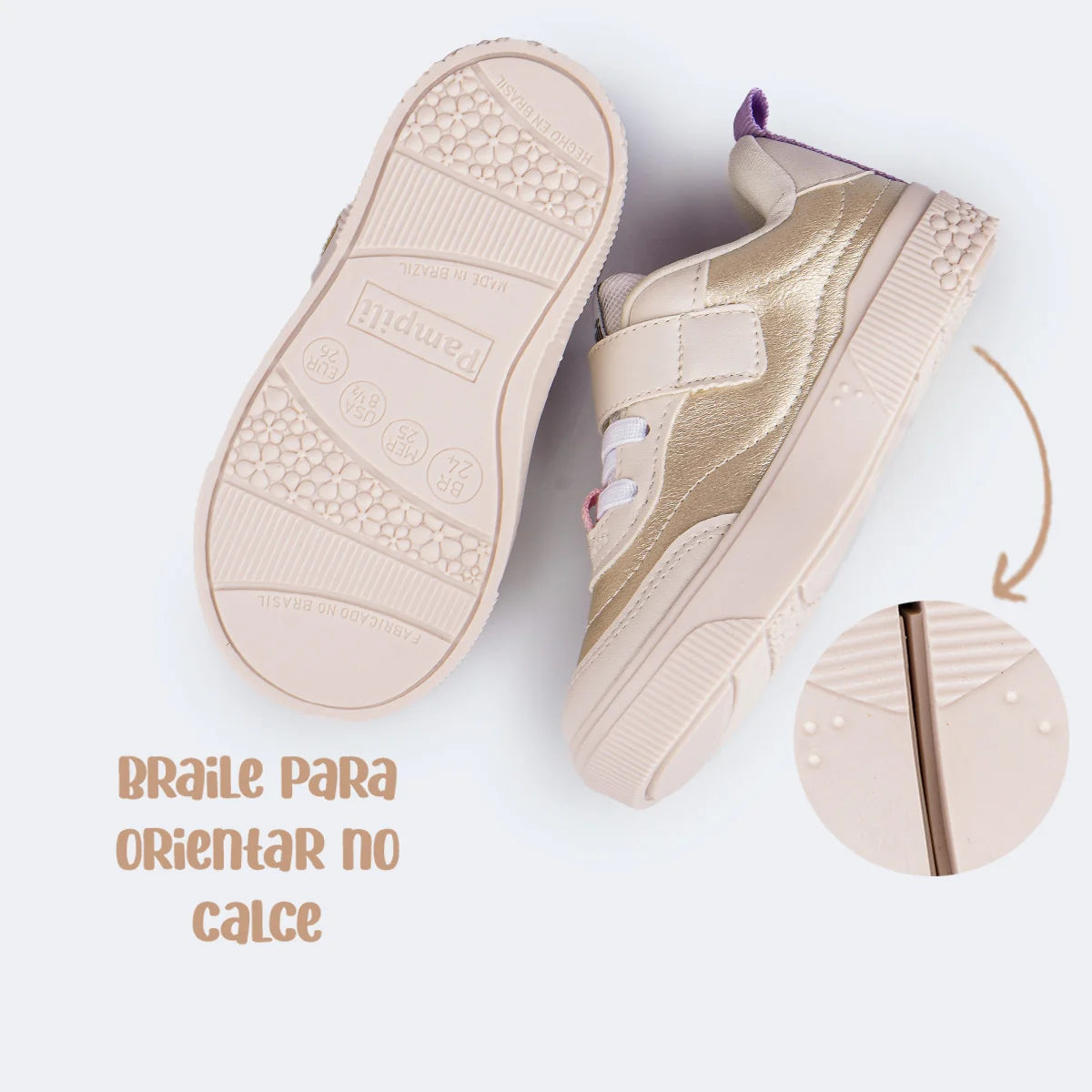 Tênis Infantil Feminino Pampili Yumi Metalizado