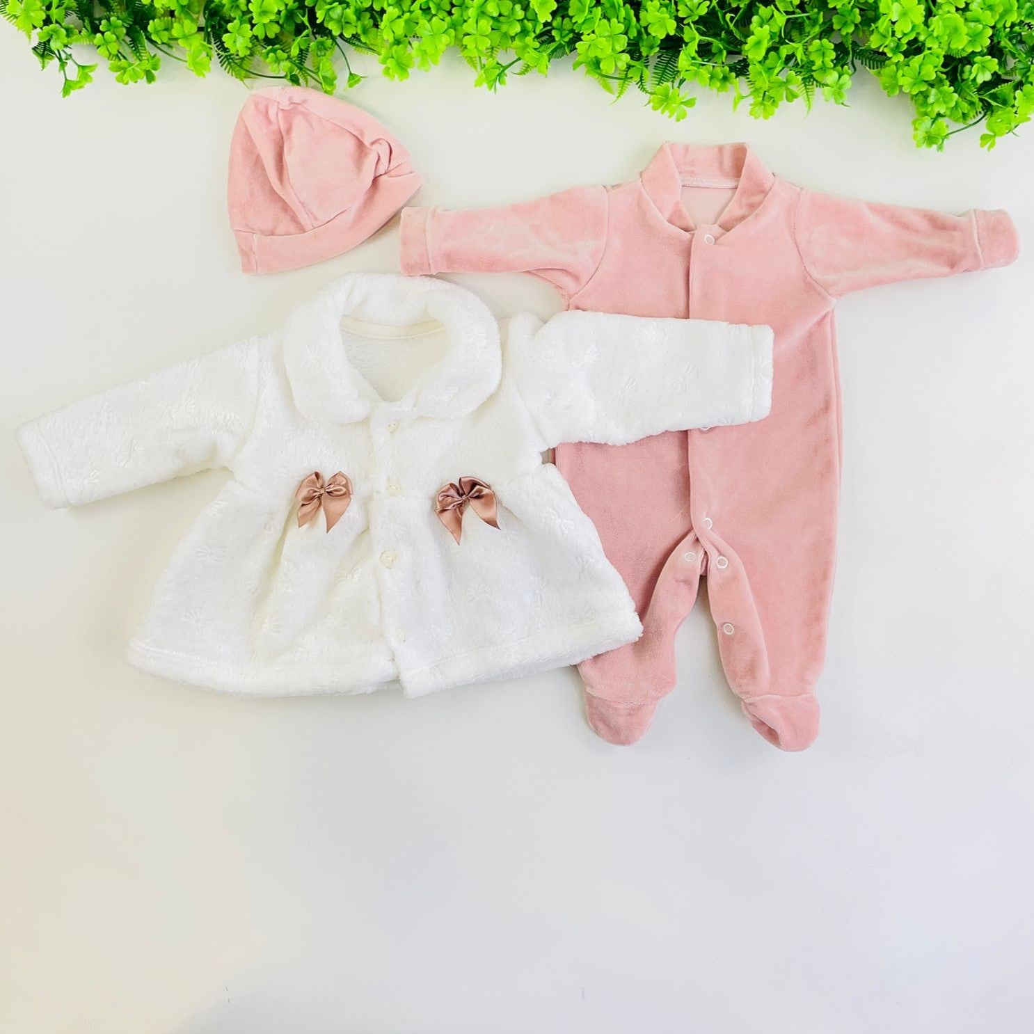 Macacão Bebê Feminino Djiele com Casaco e Touca Plush Inverno