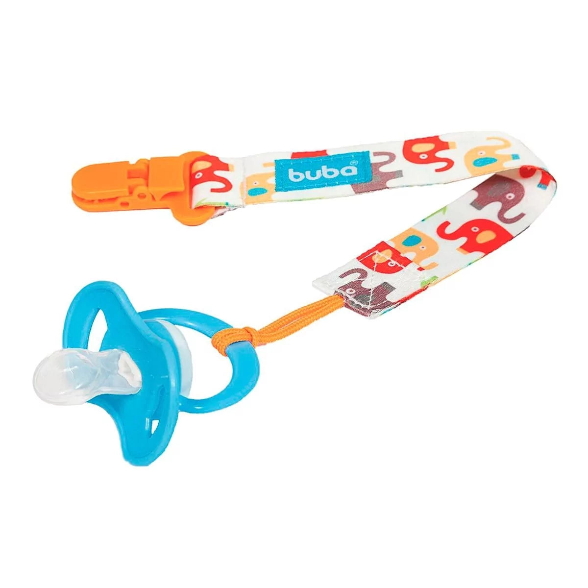 Prendedor de Chupeta Infantil Buba Baby Elefantinhos Seguro 3 Meses+