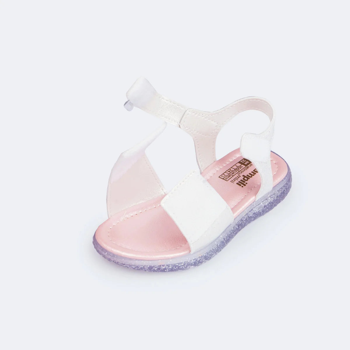 Sandália Infantil Menina Pampili Mini LED Solado Luzes Brilho Furta-Cor