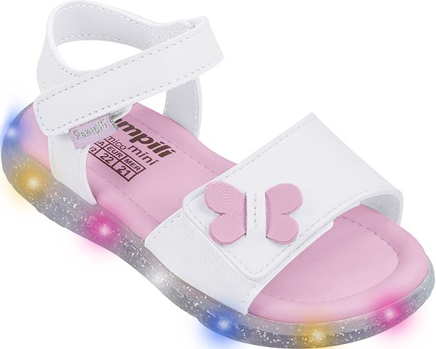 Sandália Infantil Menina Pampili Borboleta Papete LED Solado Luzes