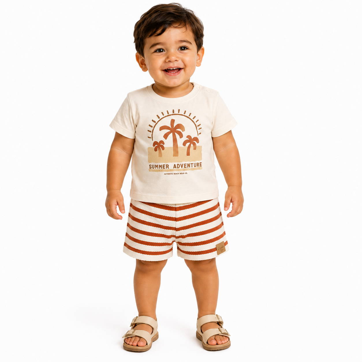 Conjunto Masculino Presente de Anjo Camiseta Silk e Short Listrado