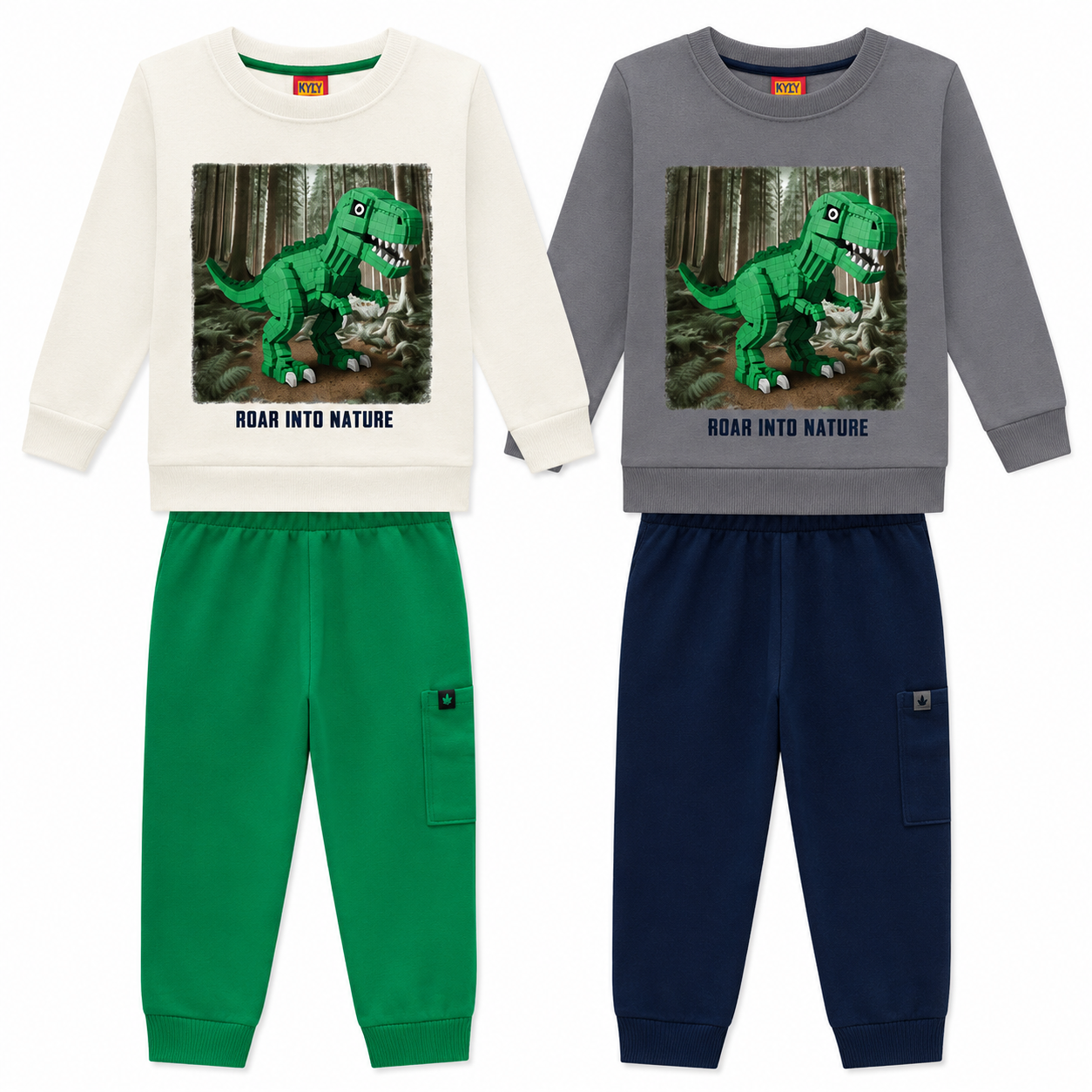 Conjunto Infantil Masculino Kyly Moletom Peluciado Roar Into Nature