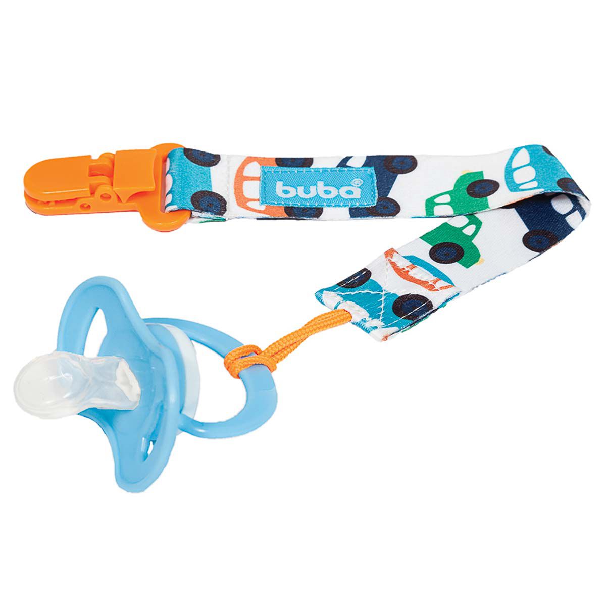 Prendedor de Chupeta Infantil Buba Baby Carrinho Seguro 3 Meses+
