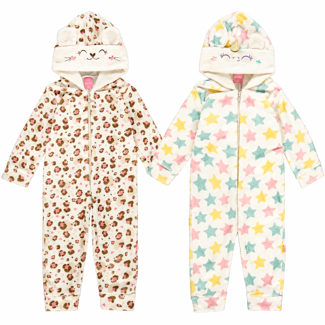 Macacão Feminino Kamylus Bichinhos com Capuz em Fleece