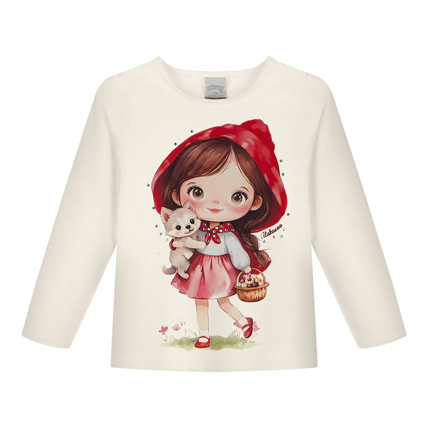 Blusa Infantil Feminina Alakazoo Manga Longa em Malha Modelli Estampada