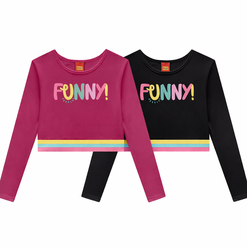 Blusa Infantil Kyly Menina Cropped Manga Longa Inverno
