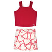Conjunto Infantil Feminino Alakazoo Cerejas Coração Malha Nikko Cropped e Short-Saia