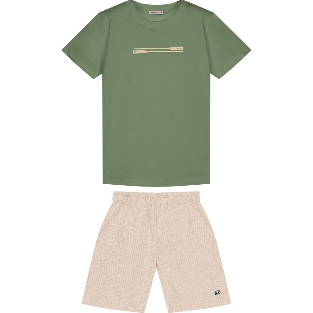Conjunto Infantil Masculino Kamylus Lamon IT Camiseta e Bermuda Texturizada