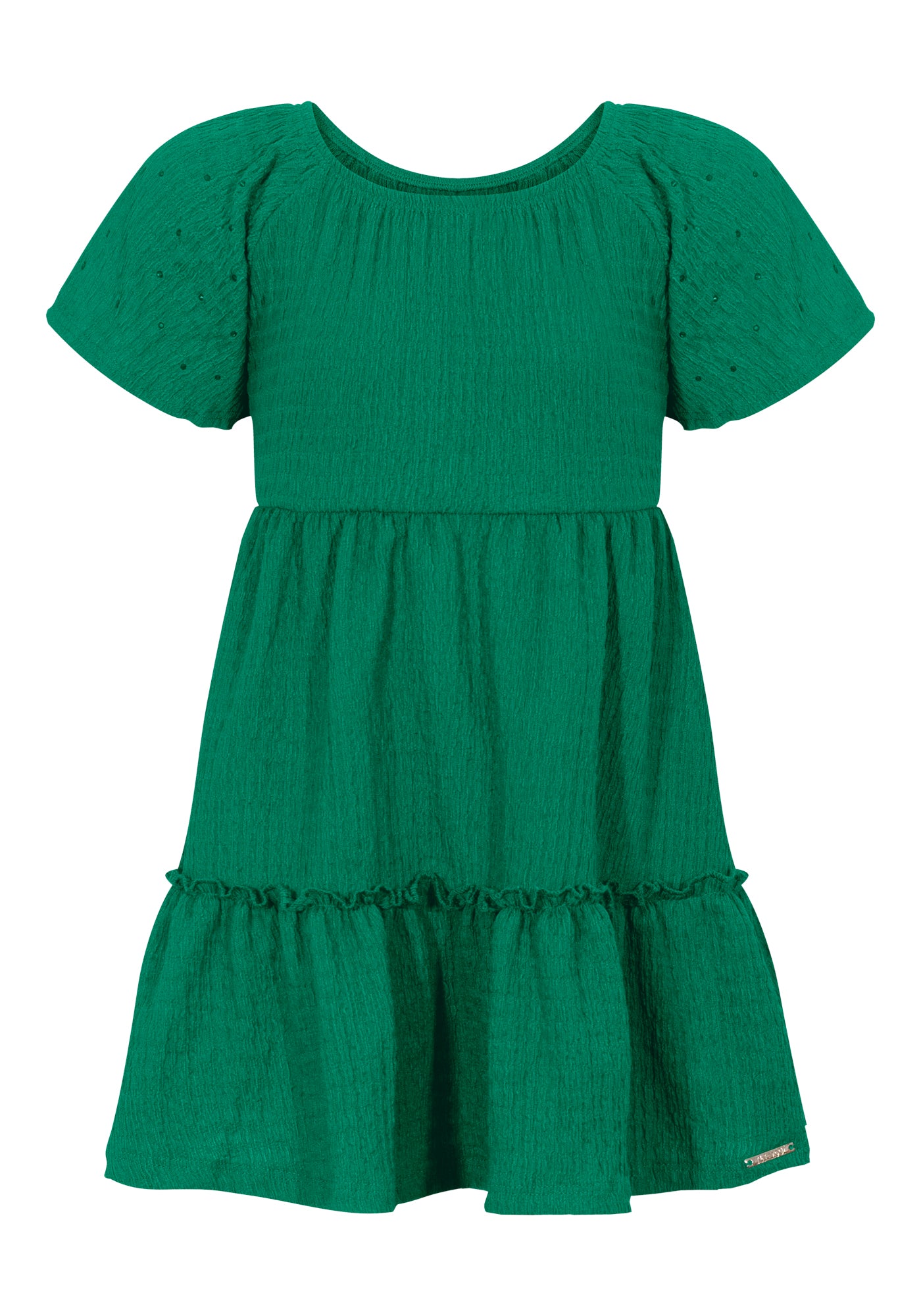 Vestido Infantil Alakazoo Malha Crinkle com Manga Strass