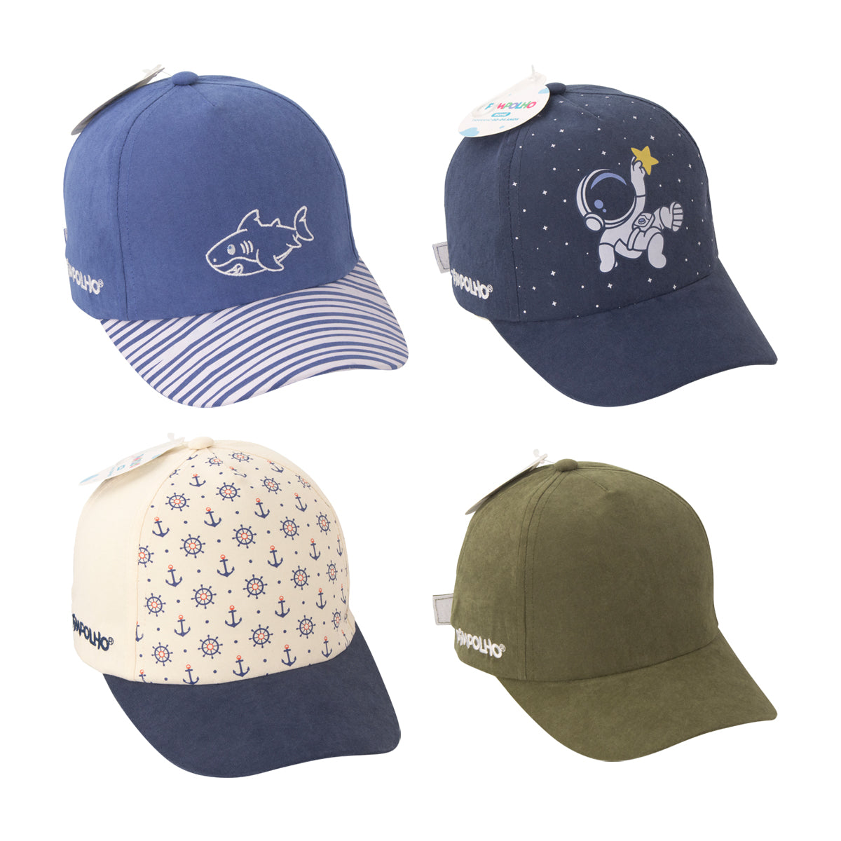 Boné Infantil Masculino Pimpolho Estampado com Velcro 02 a 04 Anos