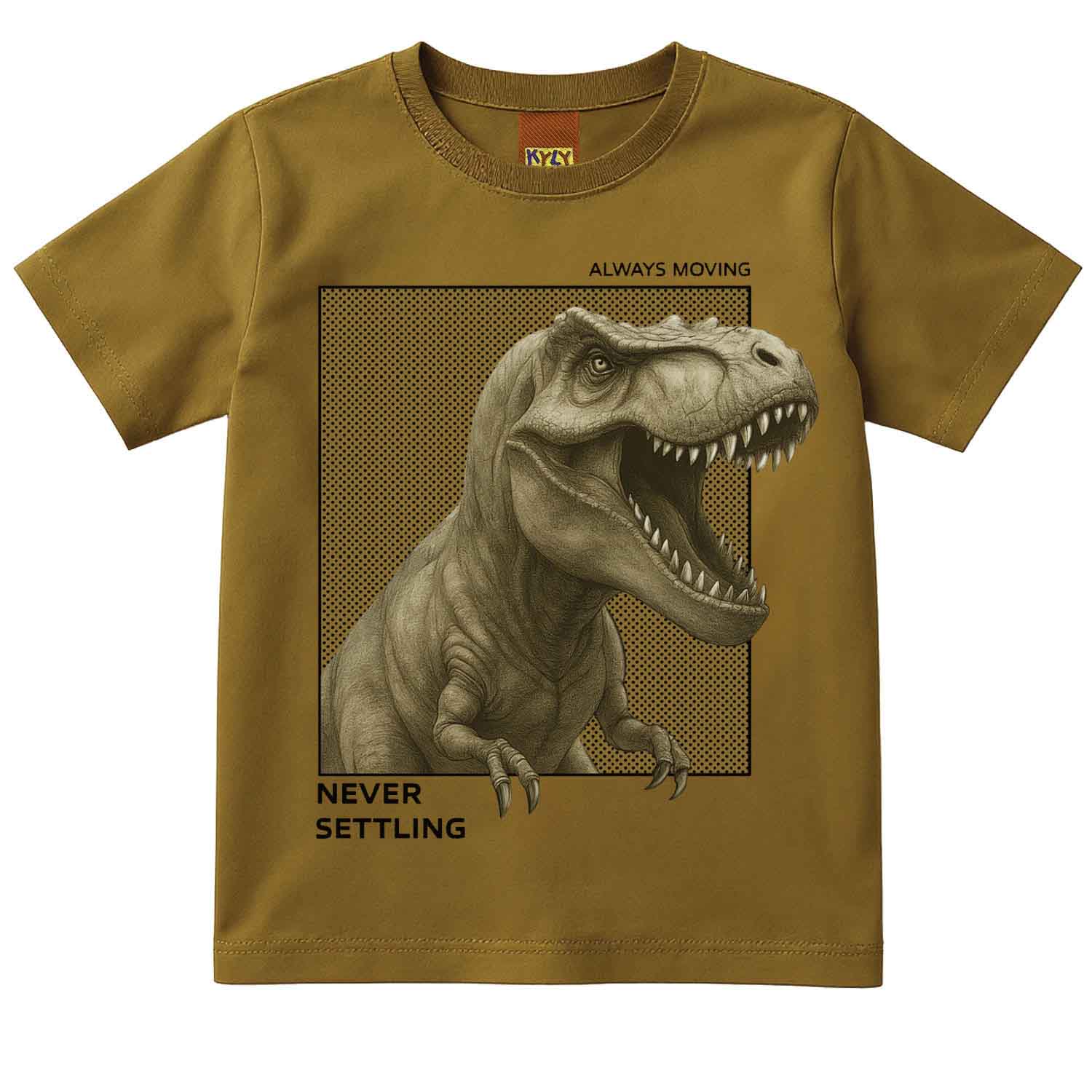 Camiseta Infantil Masculina Kyly Dino Never Settling Algodão