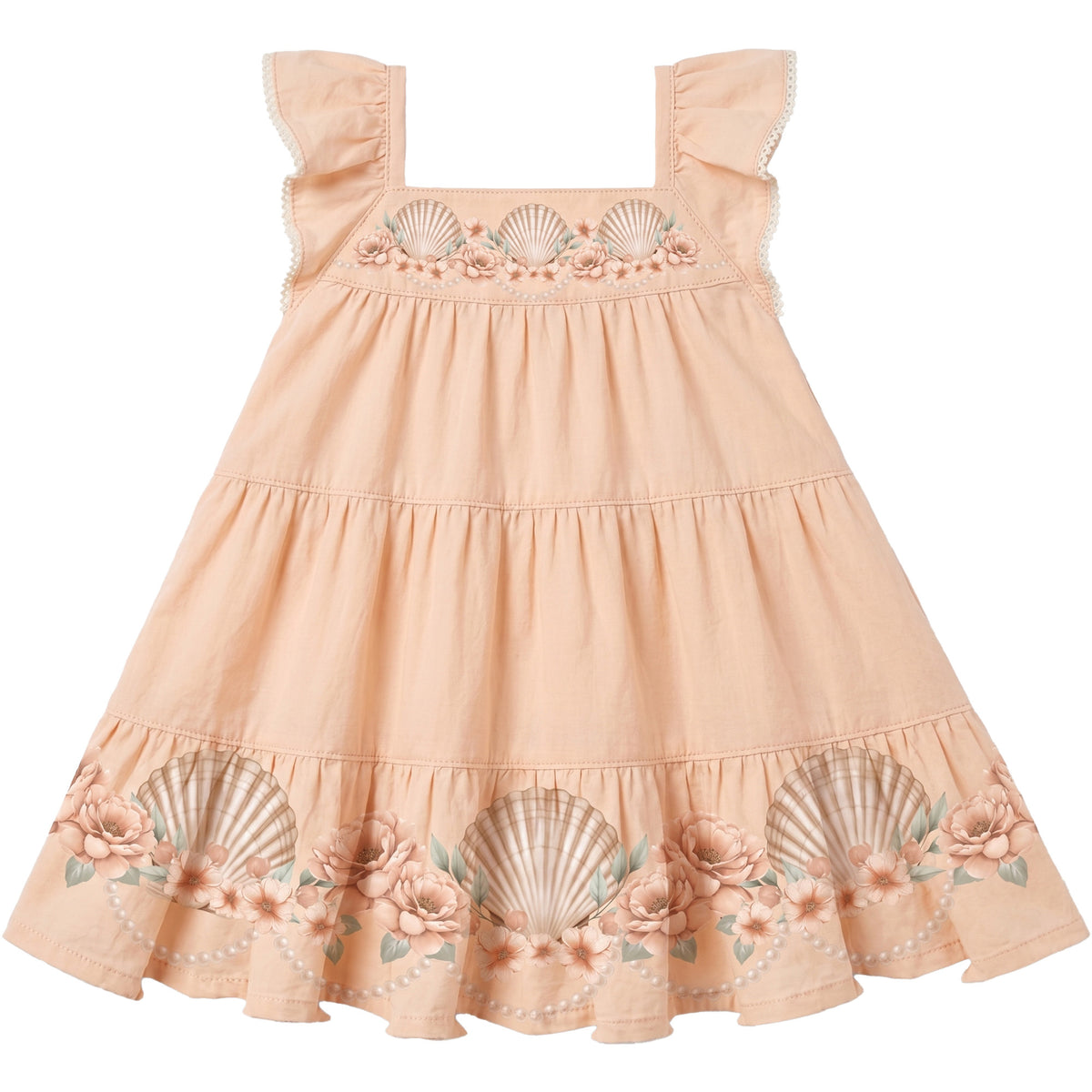 Vestido Infantil Feminino Milon Conchas e Flores