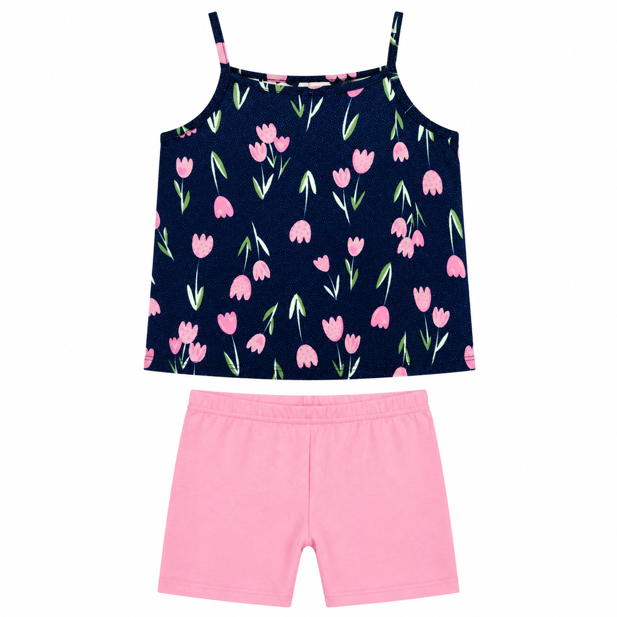 Conjunto Infantil Feminino Alakazoo Tulipas Blusa Alcinha e Short
