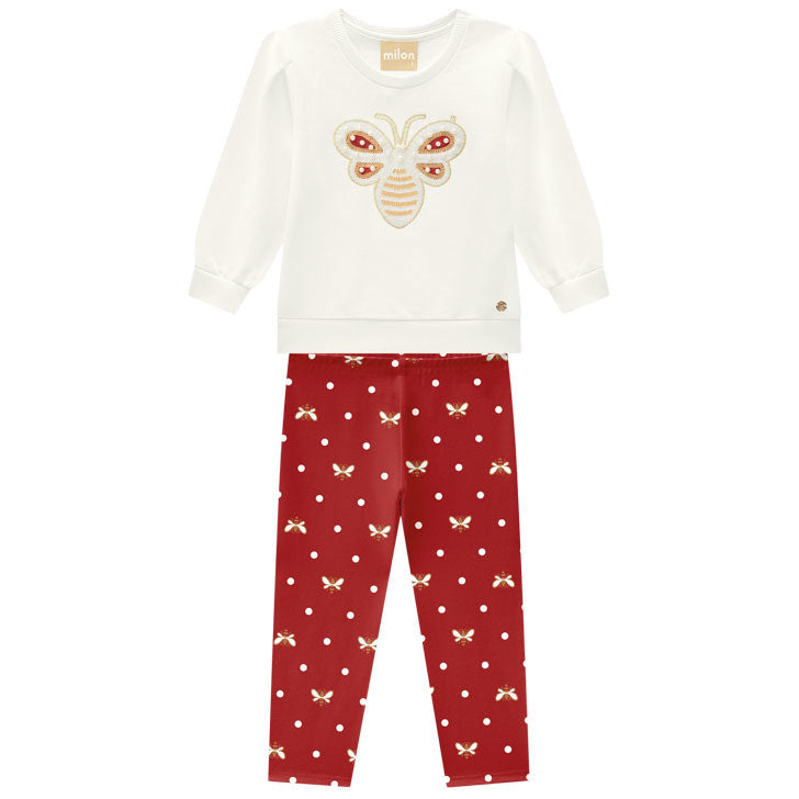 Conjunto Infantil Feminino Milon Abelha Bordado