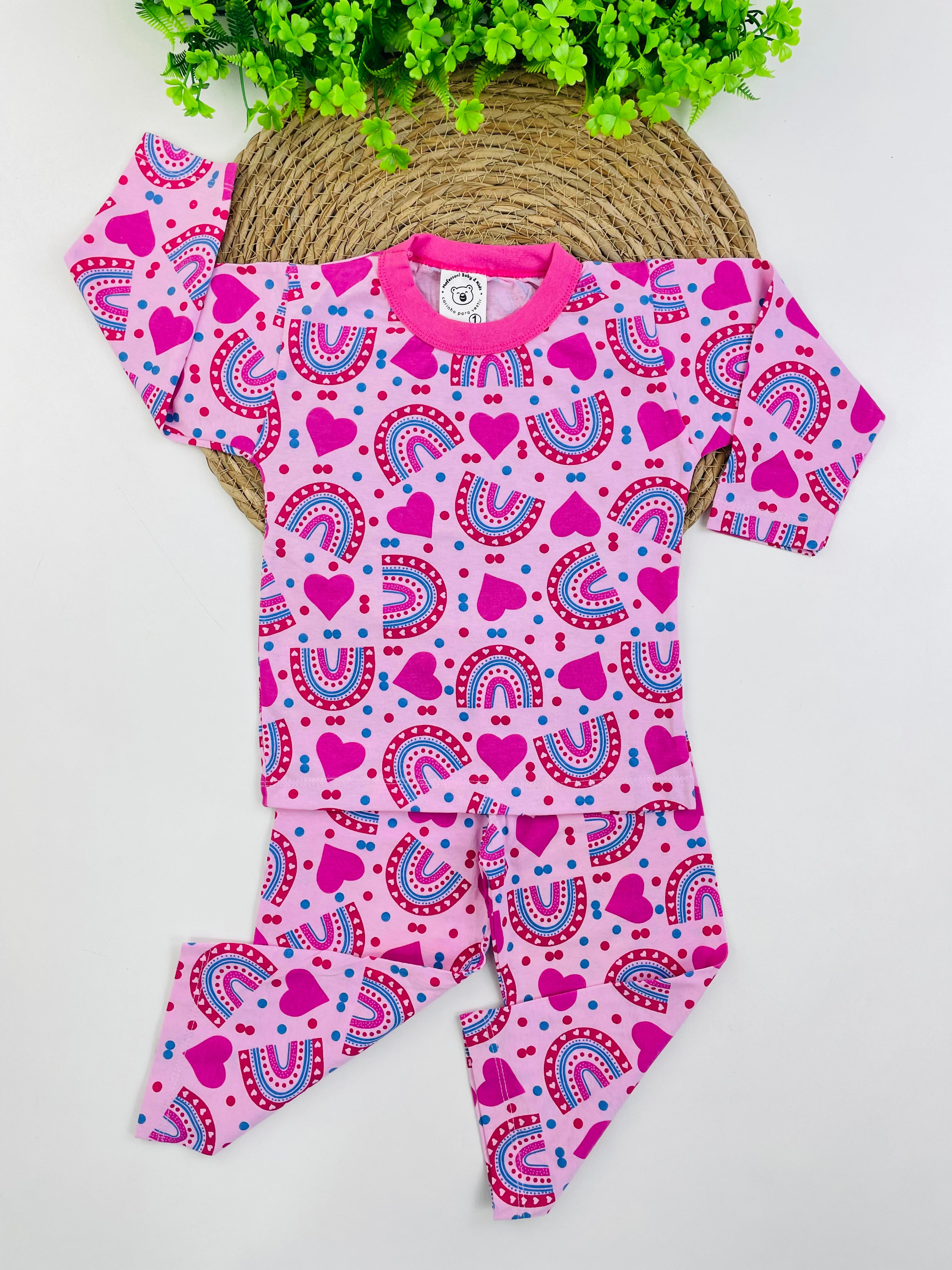 Pijama Manga Longa Mafessoni Arco Íris