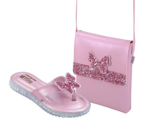 Sandália Chinelo Infantil Pampili Menina Borboleta Fashion Verão Bolsinha