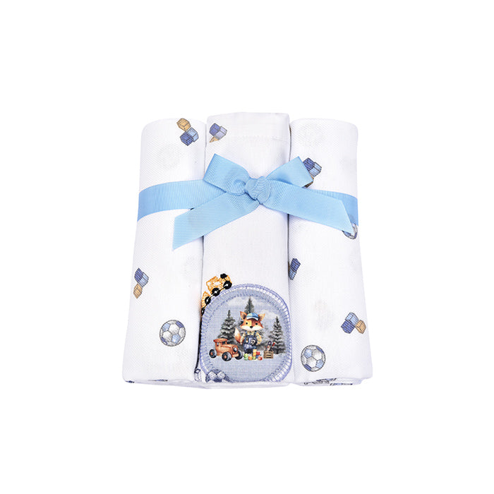 Kit Cueiro Muito Mimo Bordado Enxoval Unissex 80x80cm 3 Peças