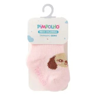 Meia Cano Alto Zero Feminina Pimpolho Colorida para Bebê