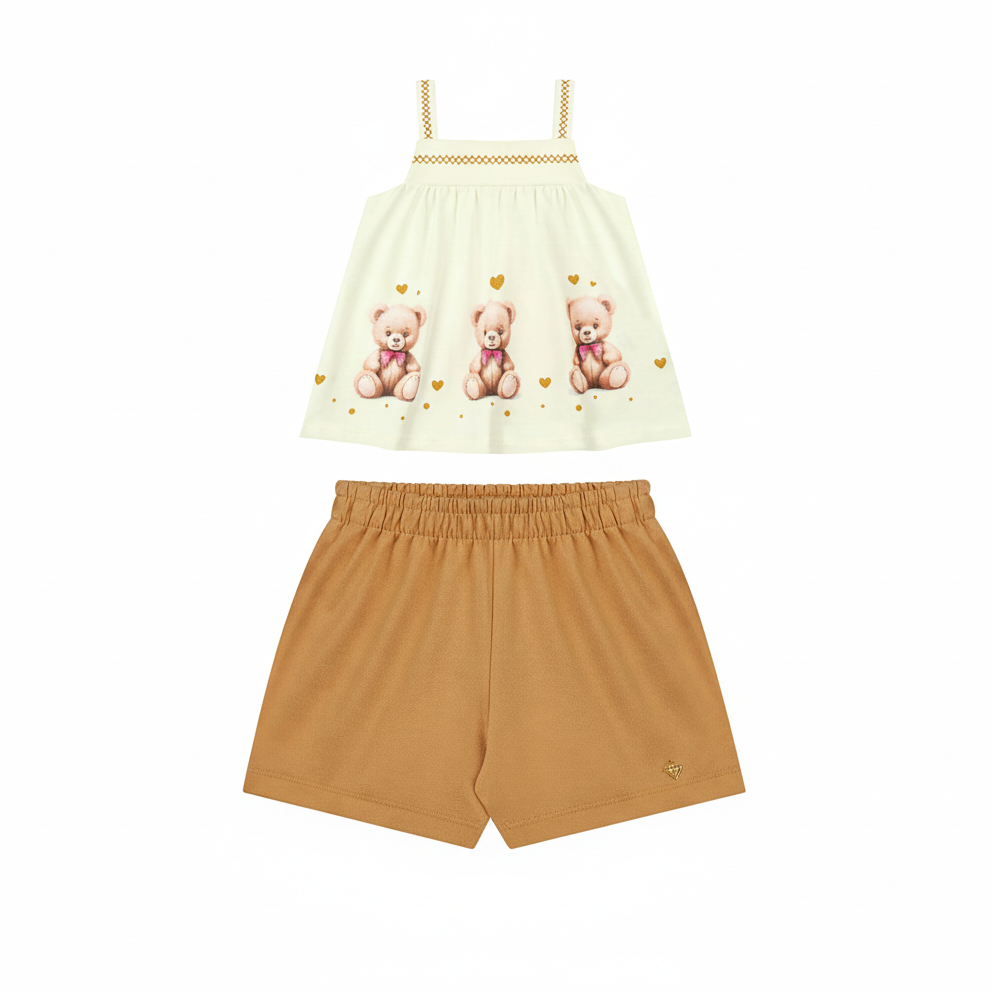 Conjunto Infantil Feminino Tiny Joy Ursinhas – conforto e fofura para o dia a dia