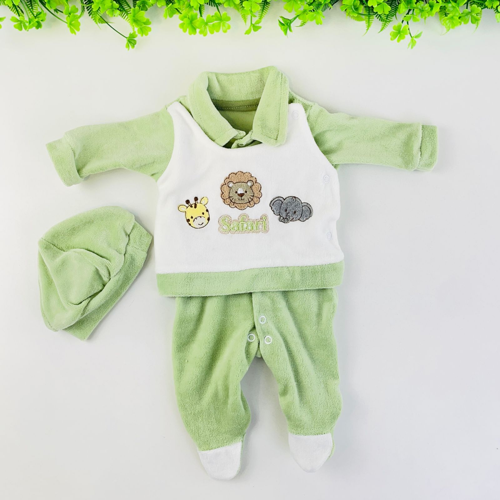 Macacão Bebê Menino Djiele Safari em Plush com Touca Manga Longa