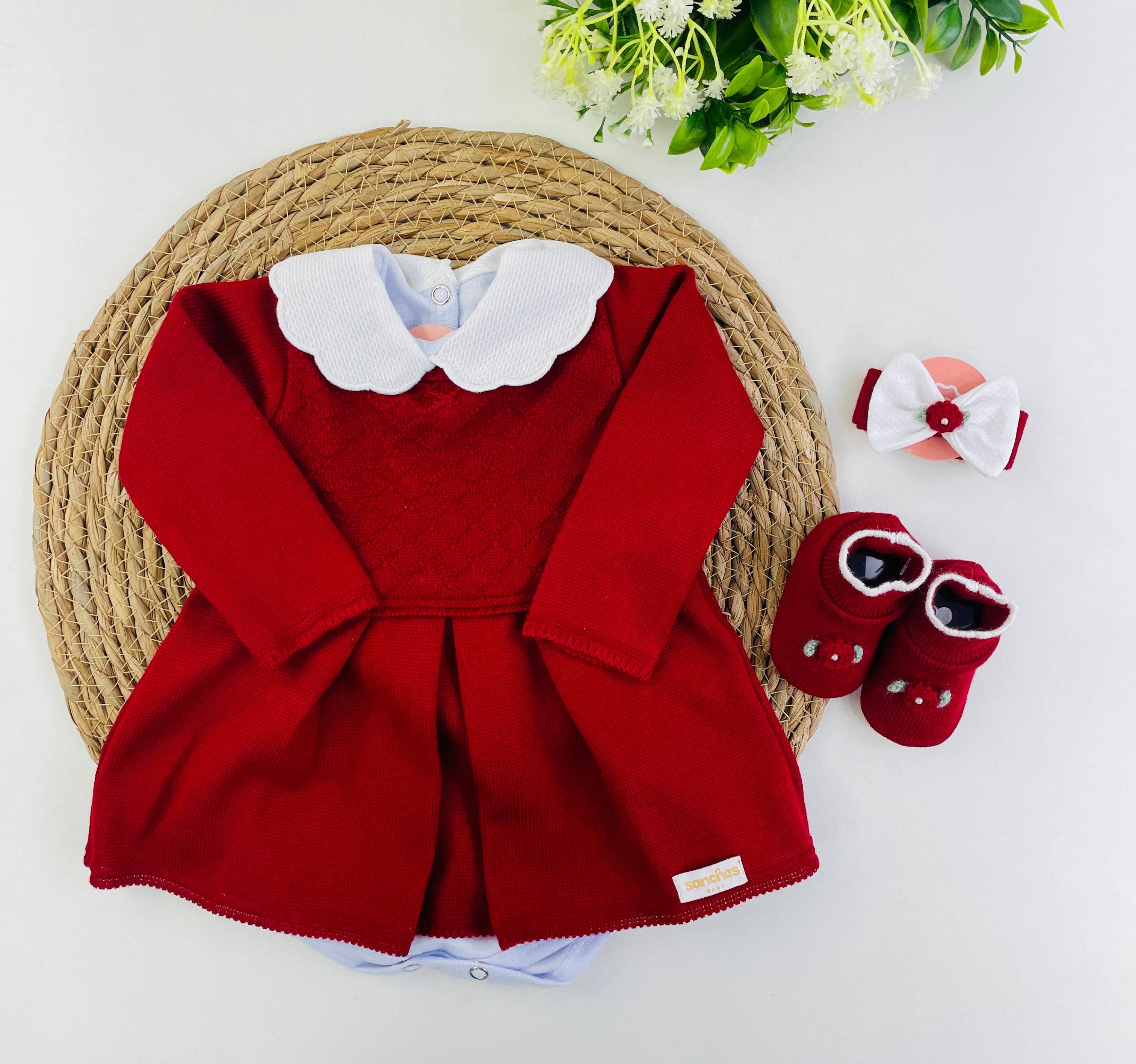Kit Vestidinho Sanches Baby Em Tricot 4 Peças
