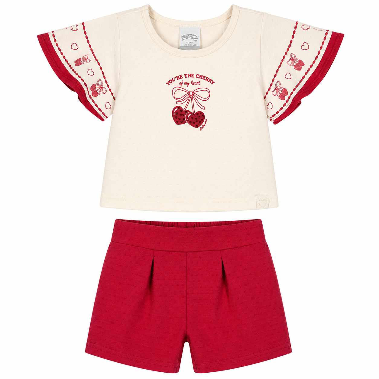 Conjunto Infantil Feminino Alakazoo The Cherry Blusa Alcinha e Short Casual