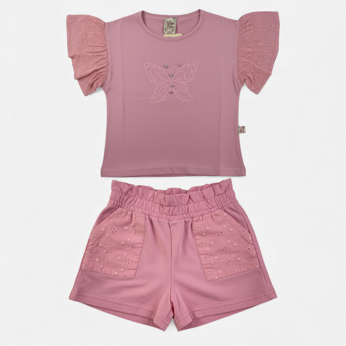 Conjunto Feminino Brincar e Arte Borboletas Com Perolas